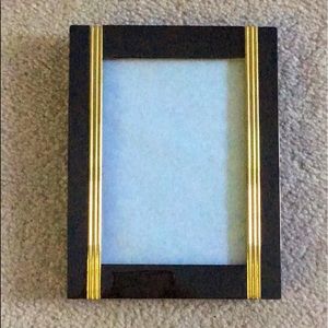 Black Lacquer & Solid Brass Picture Frame. Vintage. NWT